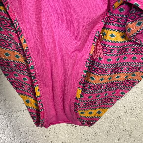 Jessica Simpson Shine Bright Lace Front 1 Piece Swimsuit Tulip Multi Medium - Picture 12 of 12